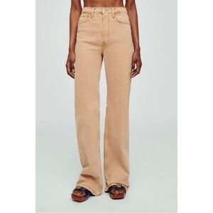 RE/DONE Size 27 Washed Khaki 70s Ultra High Rise Wide Leg Stretch Denim Jeans